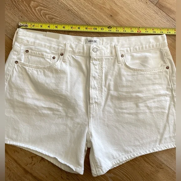 Agolde Parker Long Short White Denim High Rise Size 34 - Picture 4 of 11